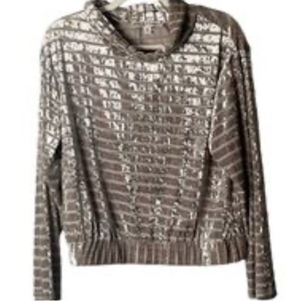 Gypsies & Moondust Crushed Velvet Velour Pullover XL Glam Metallic Shimmer